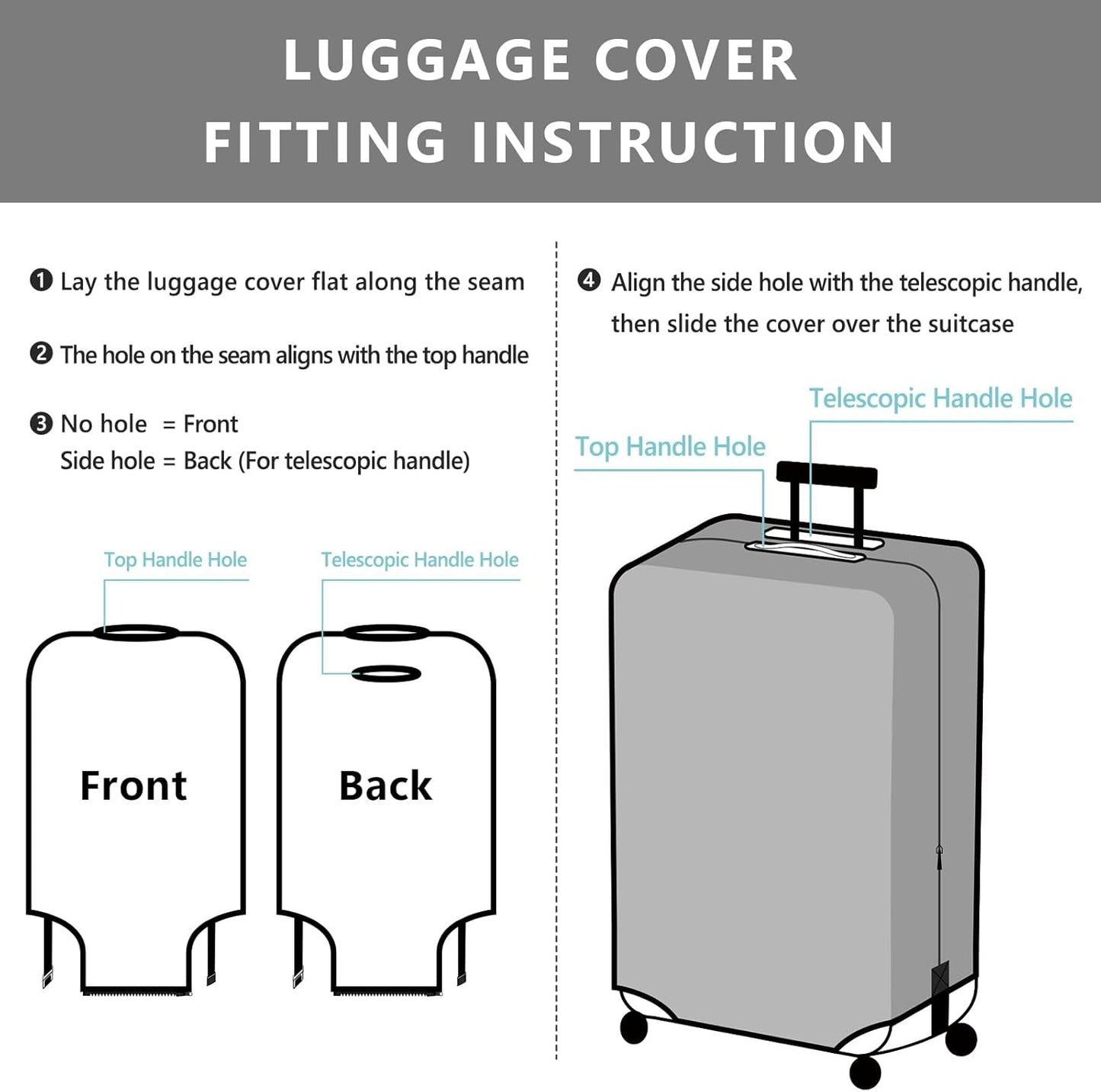 TRAVELKIN Luggage Covers For Suitcase Tsa Approved,Suitcase Cover Protector Fit 18-32 Inch Luggage