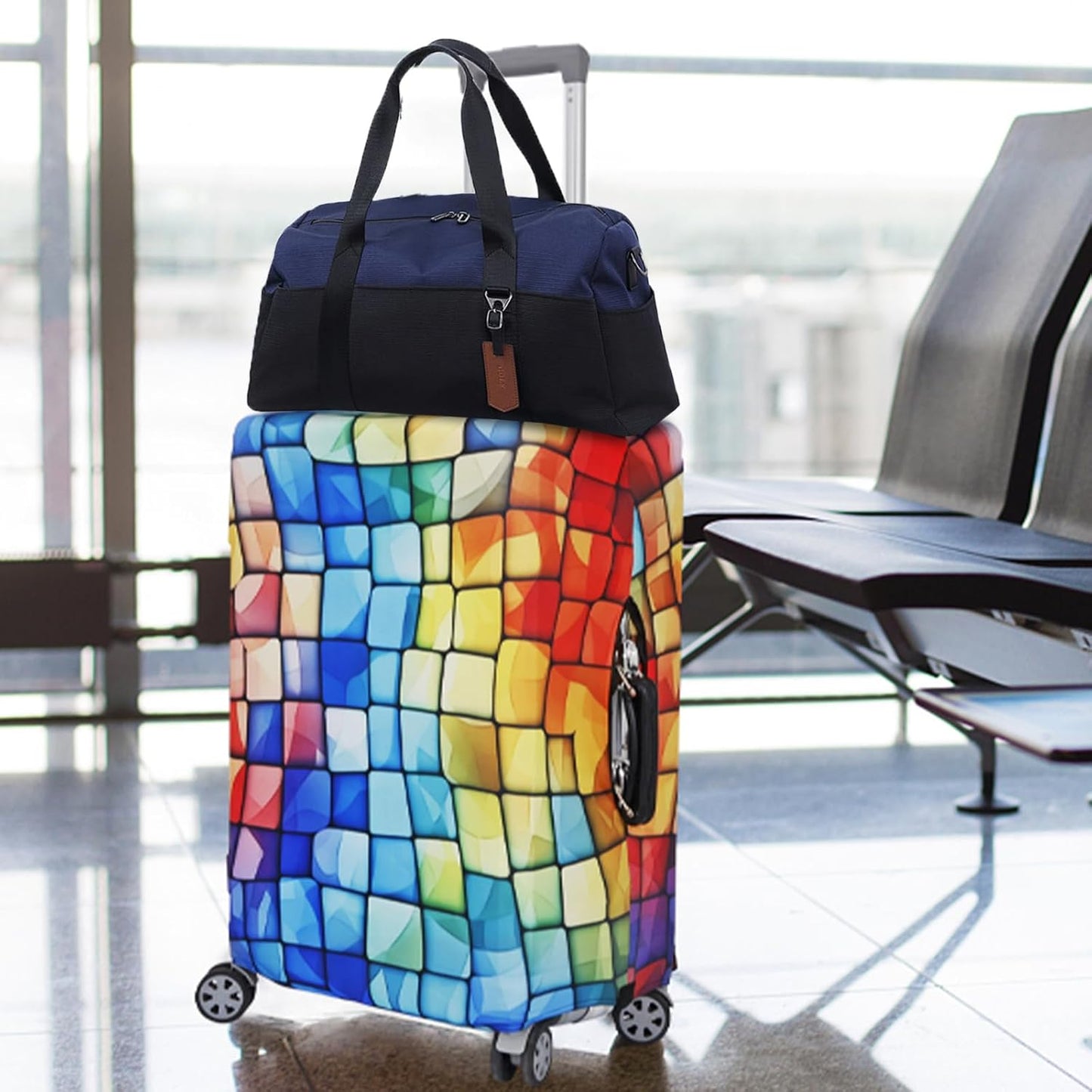 MosaiRudo Travel Luggage Covers For Suitcase Tsa Approved,Suitcase Cover Protector Fit 18-32 Inch Luggage Travel Accessories (T2487, XL)