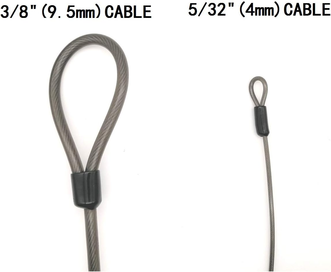 4mm Thick(5/32') 7FT Security Braided Coated Steel Cable Lock with Double Loop