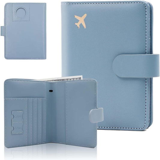 Melsbrinna Premium Leather Passport Holder Covers Case, Waterproof Rfid Blocking Travel Wallet Passport Holder with Pen Holder, Cute Passport Book for Women/Men