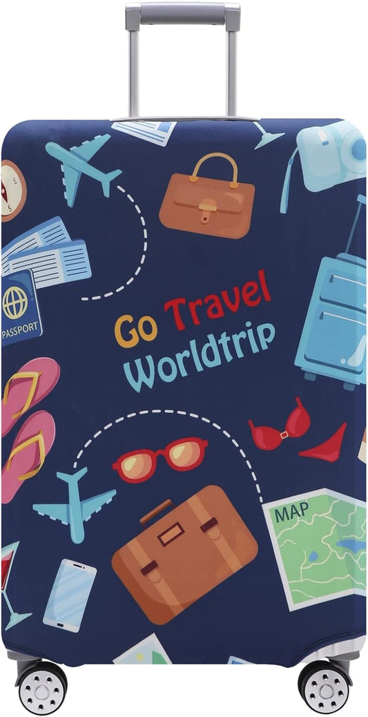 Travelkin Luggage Cover Washable Suitcase Protector Anti-scratch Suitcase cover Fits 18-32 Inch Luggage (Go travel-Trip, S)