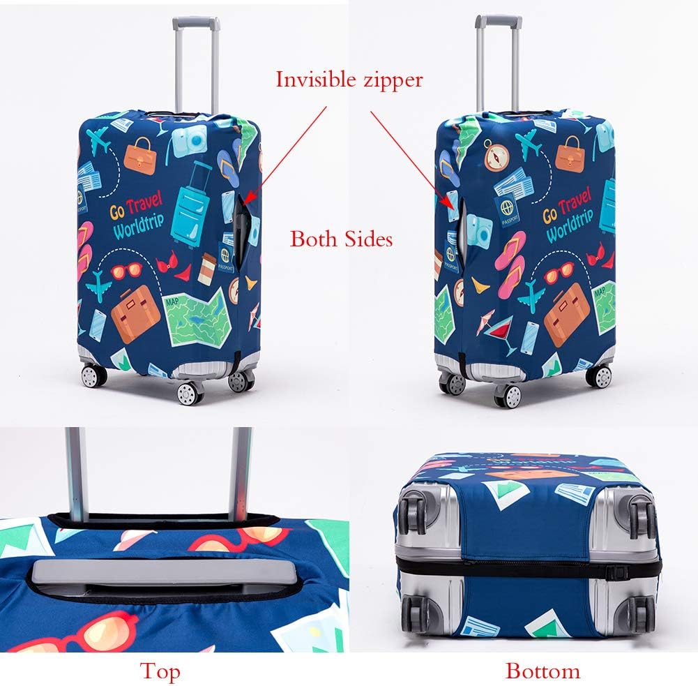 Travelkin Luggage Cover Washable Suitcase Protector Anti-scratch Suitcase cover Fits 18-32 Inch Luggage (Go travel-Trip, S)