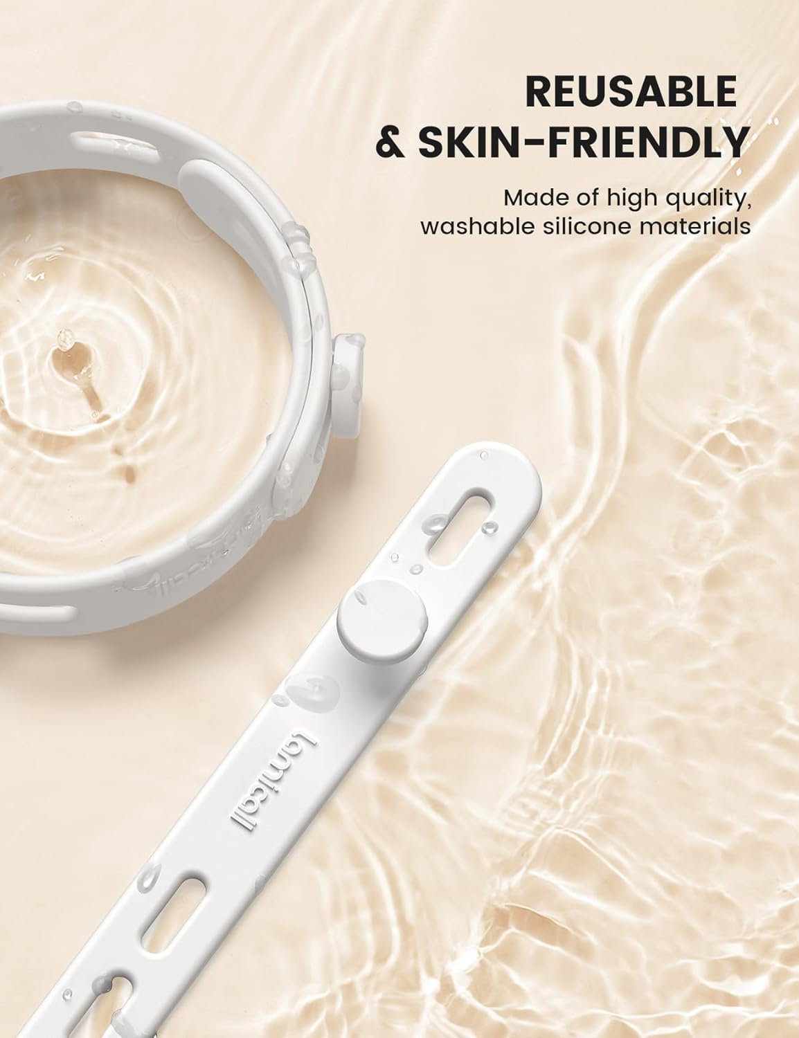 10Pack Silicone Cable Ties Cord Organizer - Lamicall Elastic Wire Ties Management, Travel Must Haves, Halloween Desk Home Office Workspace Accessories, Dorm Room Essentials, White Cable Keeper