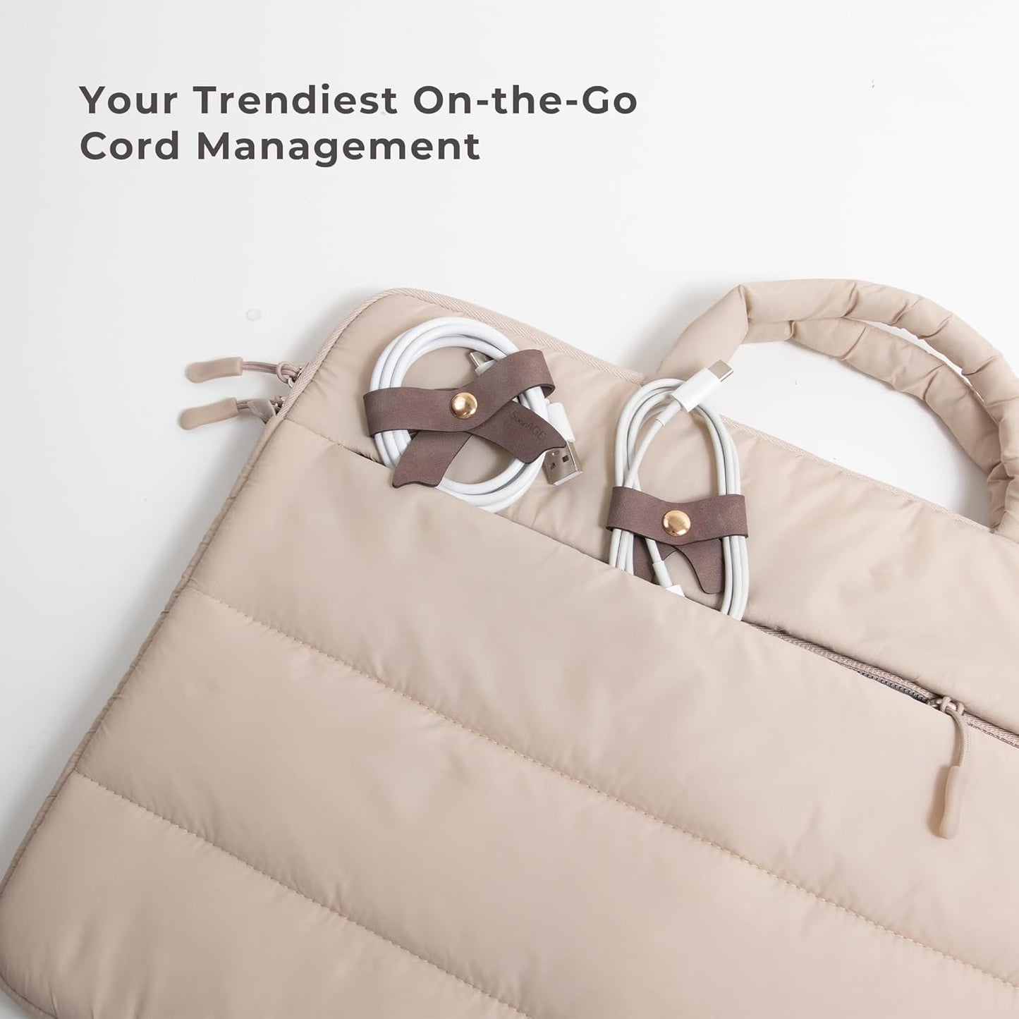 SenseAGE 5 Pack Cord Organizer, Bow Cord Keeper, Cable Organizer USB Holder, Leather Cable Management, Cable Straps, Earphone Winder, Storage Straps for Electronics, Earbuds (Baby Blue, Big)