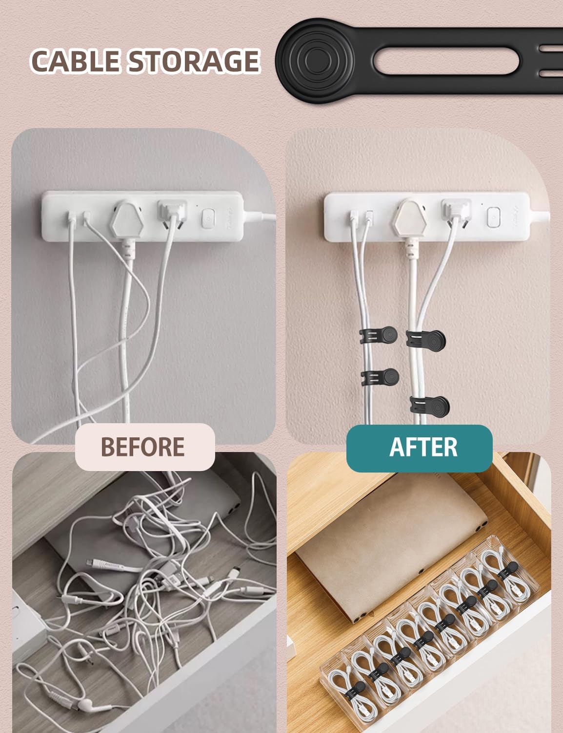 Silicone Magnetic Cable Ties, 4.72 Inch Upgraded Cord Ties With Magnet Cable Strap Cord Wrap For Travel Phone USB Charging Cable Management (8-Pack, Black)