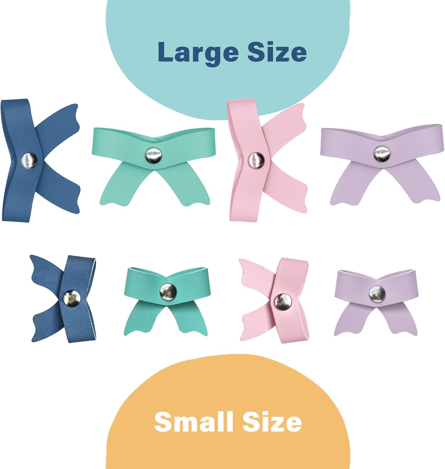 SenseAGE 5 Pack Cord Organizer, Bow Cord Keeper, Cable Organizer USB Holder, Leather Cable Management, Cable Straps, Earphone Winder, Storage Straps for Electronics, Earbuds, Big, Random Blue