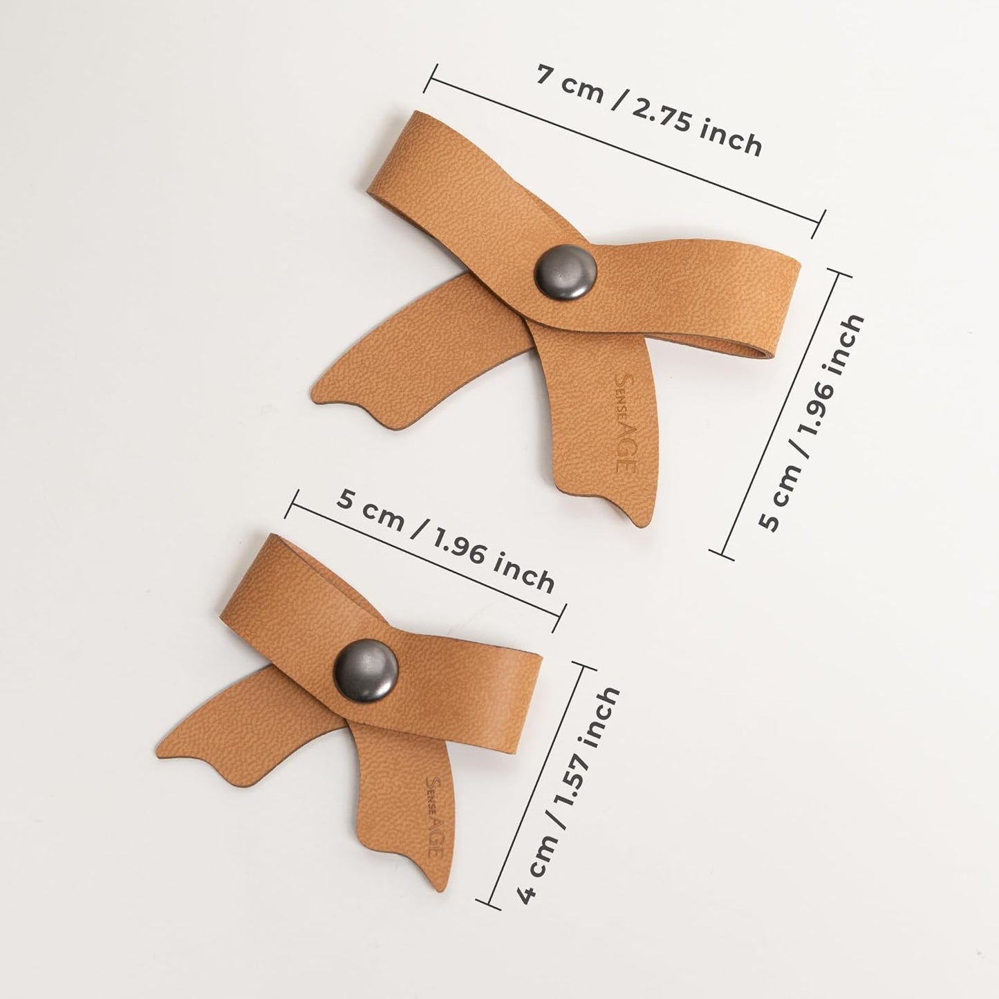 SenseAGE 5 Pack Cord Organizer, Bow Cord Keeper, Cable Organizer USB holder, Leather Cable Management, Cable Straps, Earphone winder, Storage Straps for Electronics, Earbuds (Choco Brown, Small)