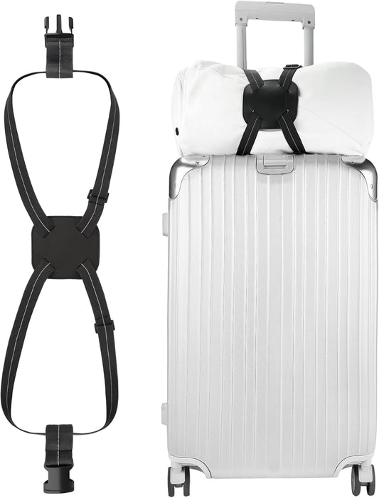 Luggage Bungee Strap - Adjustable Elastic Luggage Straps with Buckle for Attaching Roller Bags, Black Strap for Suitcases Handle Carry On Add Bag, Backpack, Purse, Rolling Bag, Handbag