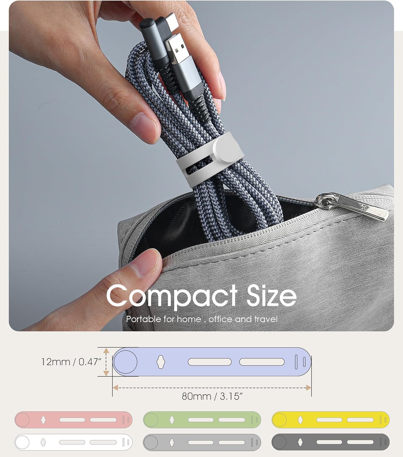 35Pcs Nearockle Reusable Cable Ties, Adjustable Silicone Cord Organizer Small Zip Ties for Charging Cords Earphone Computer Wire, Office Desk Cable Management Travel Accessories(Multi)