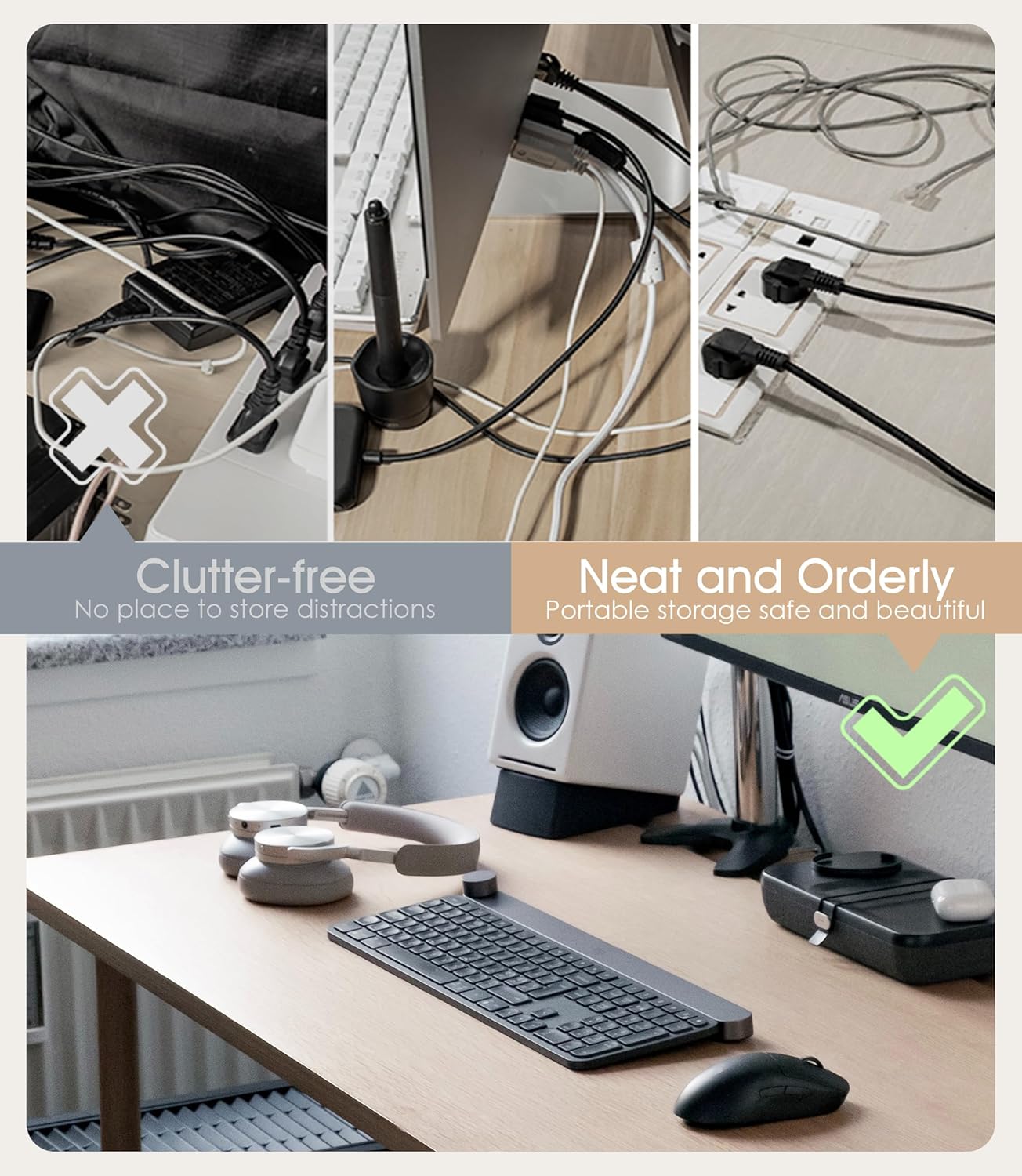 35Pcs Nearockle Reusable Cable Ties, Adjustable Silicone Cord Organizer Small Zip Ties for Charging Cords Earphone Computer Wire, Office Desk Cable Management Travel Accessories(Multi)