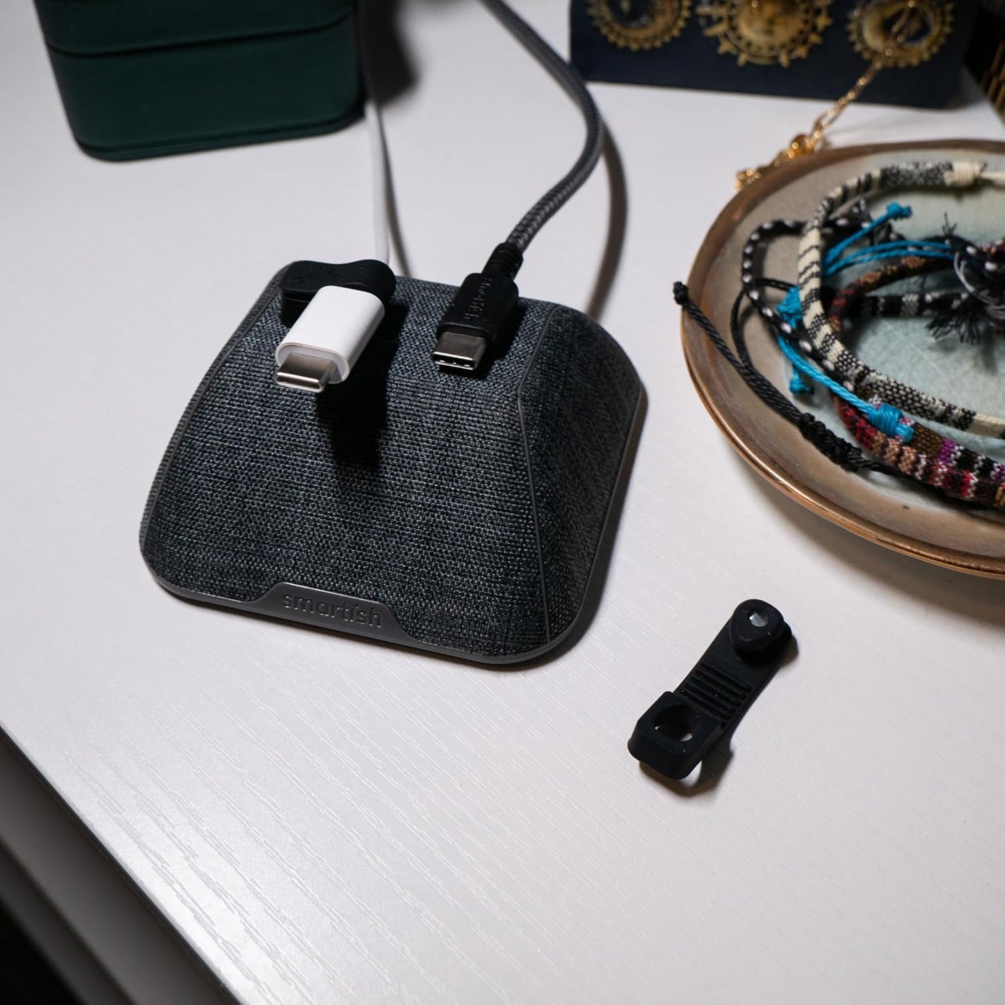 Smartish® Magnetic Cord Holder - Cable Wrangler Organizer with Magnet Clips for Charger Management on Desktop, Nightstand, or Side Table for All Cables, USB-C, Lightning Cables - Teal Me More